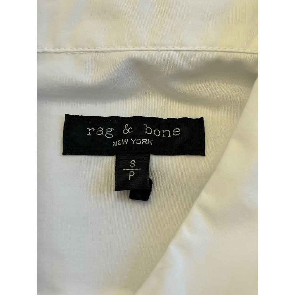 G35 Rag & Bone White Cotton Button Down Shirt Long Sleeve High Low Hem Small - Picture 3 of 4